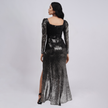 Ombré Sequin Long Sleeve Gown with Side Slit