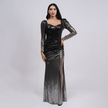 Ombré Sequin Long Sleeve Gown with Side Slit