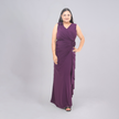 One-Shoulder Floral Appliqué Gown with Cascading Side Drape