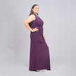 One-Shoulder Floral Appliqué Gown with Cascading Side Drape