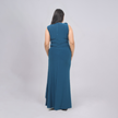 One-Shoulder Floral Appliqué Gown with Cascading Side Drape