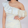 One-Shoulder Ruffle Satin Mini Dress