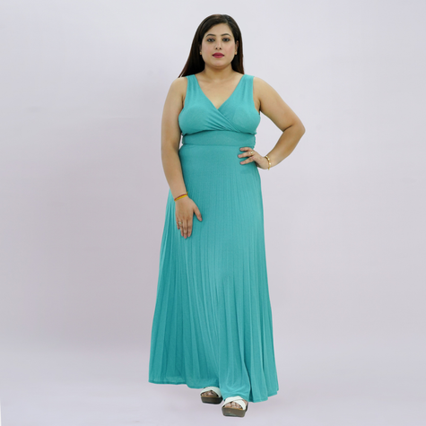 Pleated Lurex Shimmer Maxi Dress