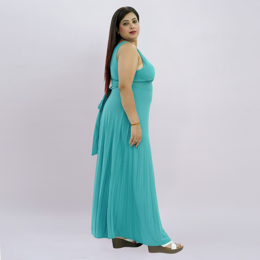 Pleated Lurex Shimmer Maxi Dress