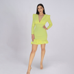 Puff Shoulder Bottom Frill Bodycon Dress