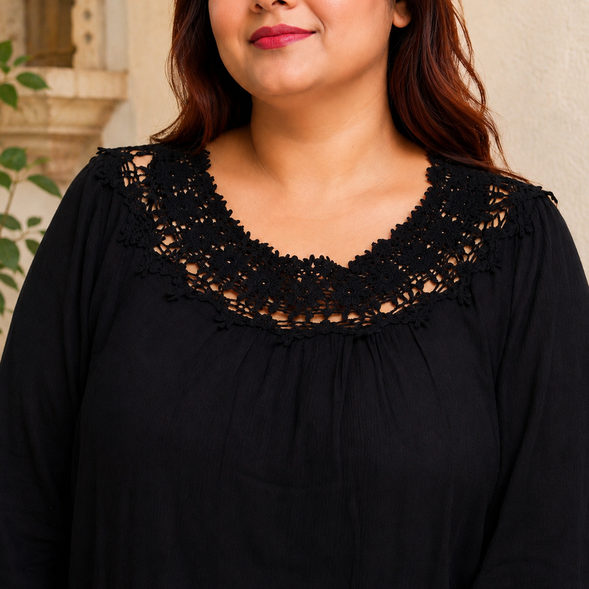 Round Neck Lace Detail Tunic