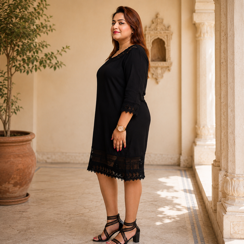 Round Neck Lace Detail Tunic