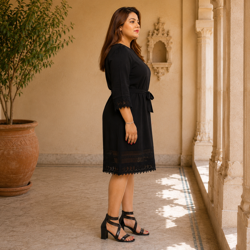 Round Neck Lace Detail Tunic