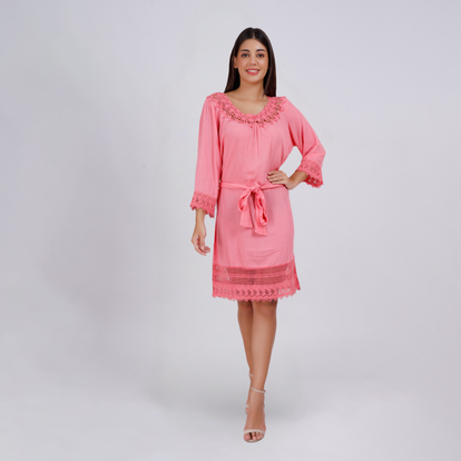 Round Neck Lace Detail Tunic