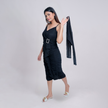 Ruche & Frill Midi Dress with Net Shrug
