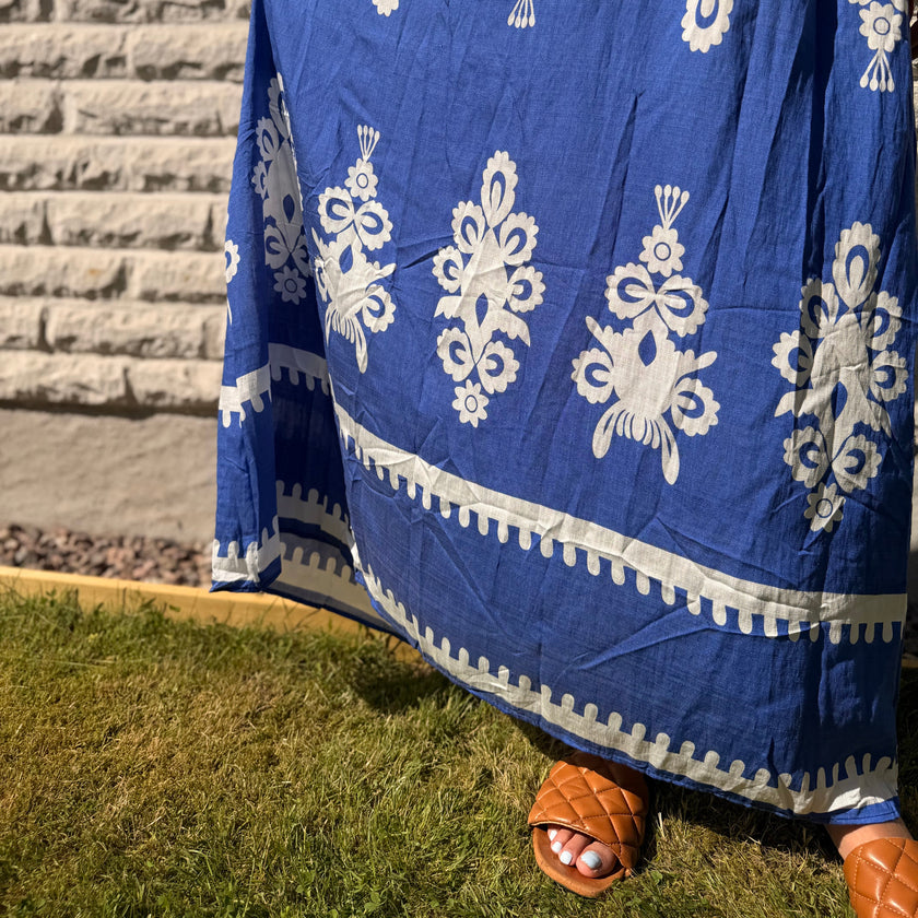 Santorini Smocked Cotton Maxi Dress