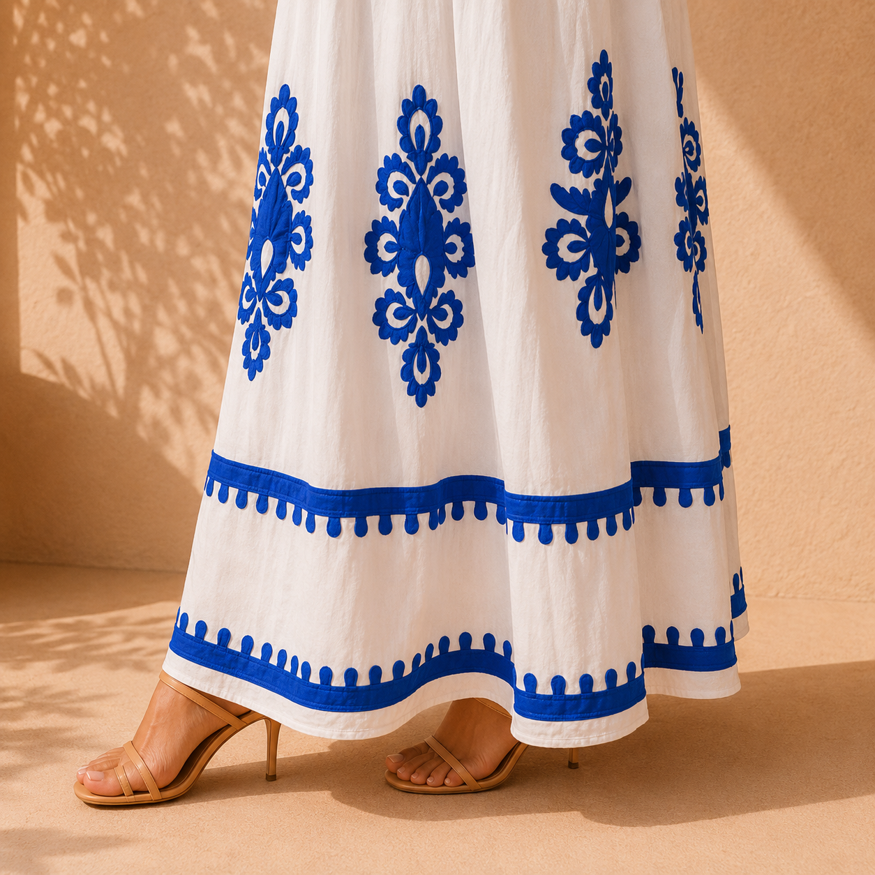 Santorini Smocked Cotton Maxi Dress