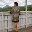 Satin Lace Trim Kimono Robe
