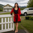 Satin Lace Trim Kimono Robe