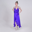 Satin Wrap Ruffled Maxi Dress