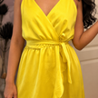 Satin Wrap Ruffled Maxi Dress