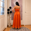 Satin Wrap Ruffled Maxi Dress