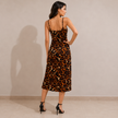 Savannah Ruffle Slip Leopard Print Midi Dress