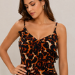 Savannah Ruffle Slip Leopard Print Midi Dress