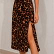 Savannah Ruffle Slip Leopard Print Midi Dress