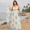 Seaside Coral Print Maxi Set with Tie-Front Shrug