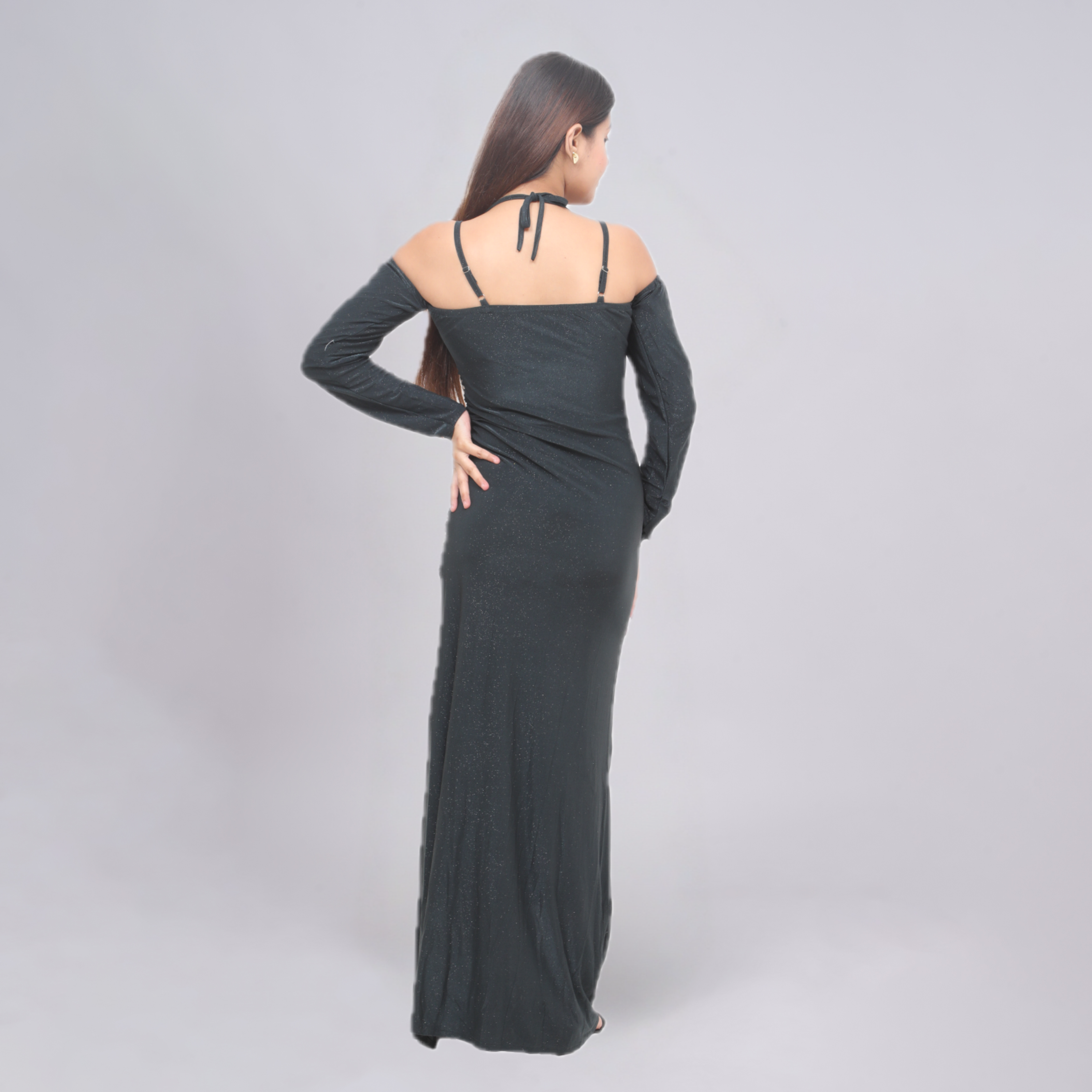 Shimmering Ruched Off-Shoulder Evening Gown