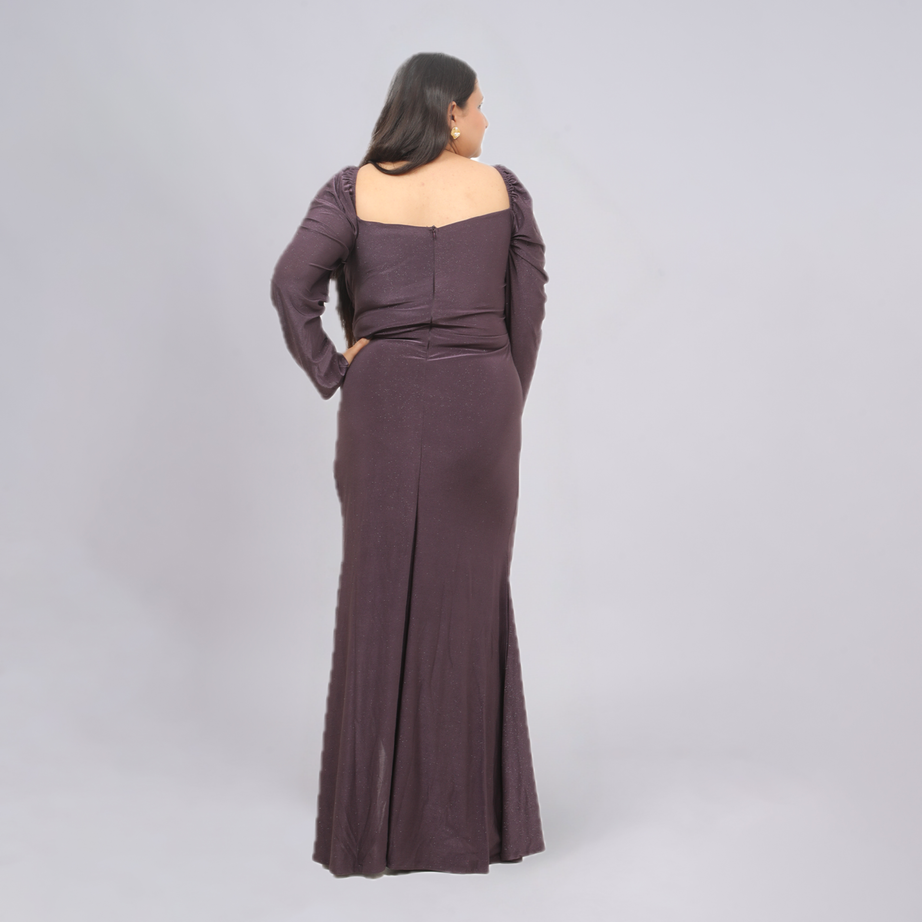 Shimmering Sweetheart Ruched Gown with Thigh-High Slit