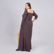 Shimmering Sweetheart Ruched Gown with Thigh-High Slit