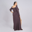 Shimmering Sweetheart Ruched Gown with Thigh-High Slit