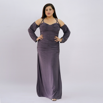 Shimmering Ruched Off-Shoulder Evening Gown
