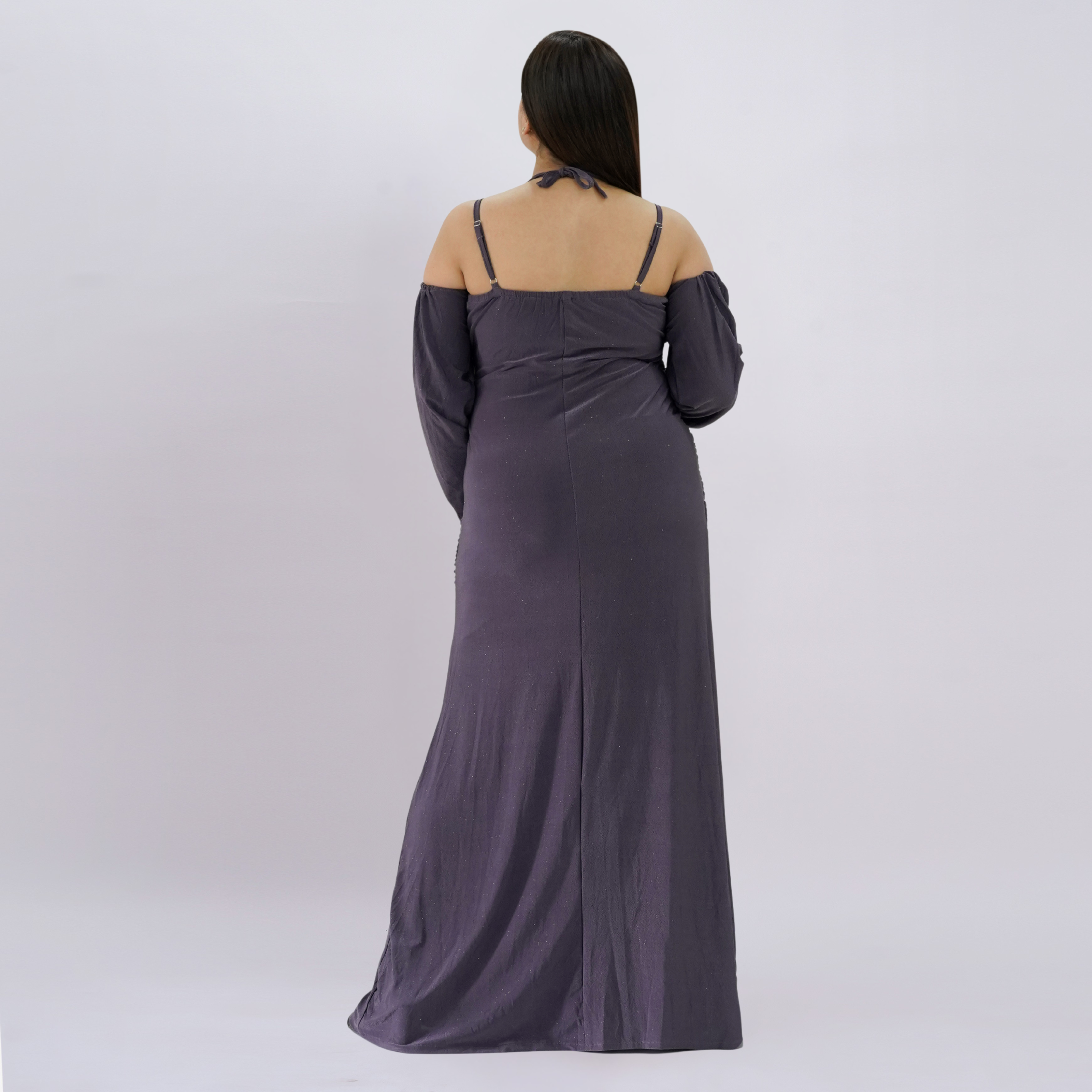 Shimmering Ruched Off-Shoulder Evening Gown