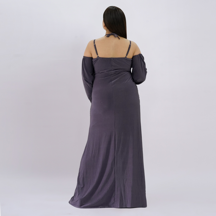 Shimmering Ruched Off-Shoulder Evening Gown