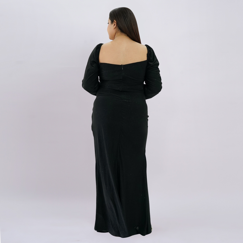 Shimmering Sweetheart Ruched Gown with Thigh-High Slit