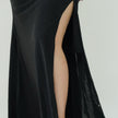 Shimmering Sweetheart Ruched Gown with Thigh-High Slit