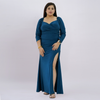 Shimmering Sweetheart Ruched Gown with Thigh-High Slit