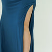 Shimmering Sweetheart Ruched Gown with Thigh-High Slit