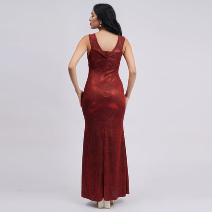 Shimmery Metallic Off shoulder Dress