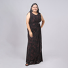 Sleeveless Floral Gown with Crystal Side Brooch