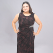 Sleeveless Floral Gown with Crystal Side Brooch