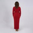 Textured Long Sleeve Maxi Gown with Sculptural Gold Buckle