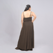 Tie-Front Shimmer Maxi Gown with Spaghetti Strap Bodice