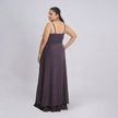 Tie-Front Shimmer Maxi Gown with Spaghetti Strap Bodice