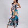 Tropical Print Ruffled Tiered Maxi Dress