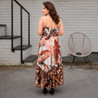 Tropical Print Ruffled Tiered Maxi Dress