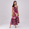 Tropical Print Ruffled Tiered Maxi Dress