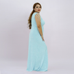 V-Neck All-Over Sequin Gown with Beaded Drape Sleeves