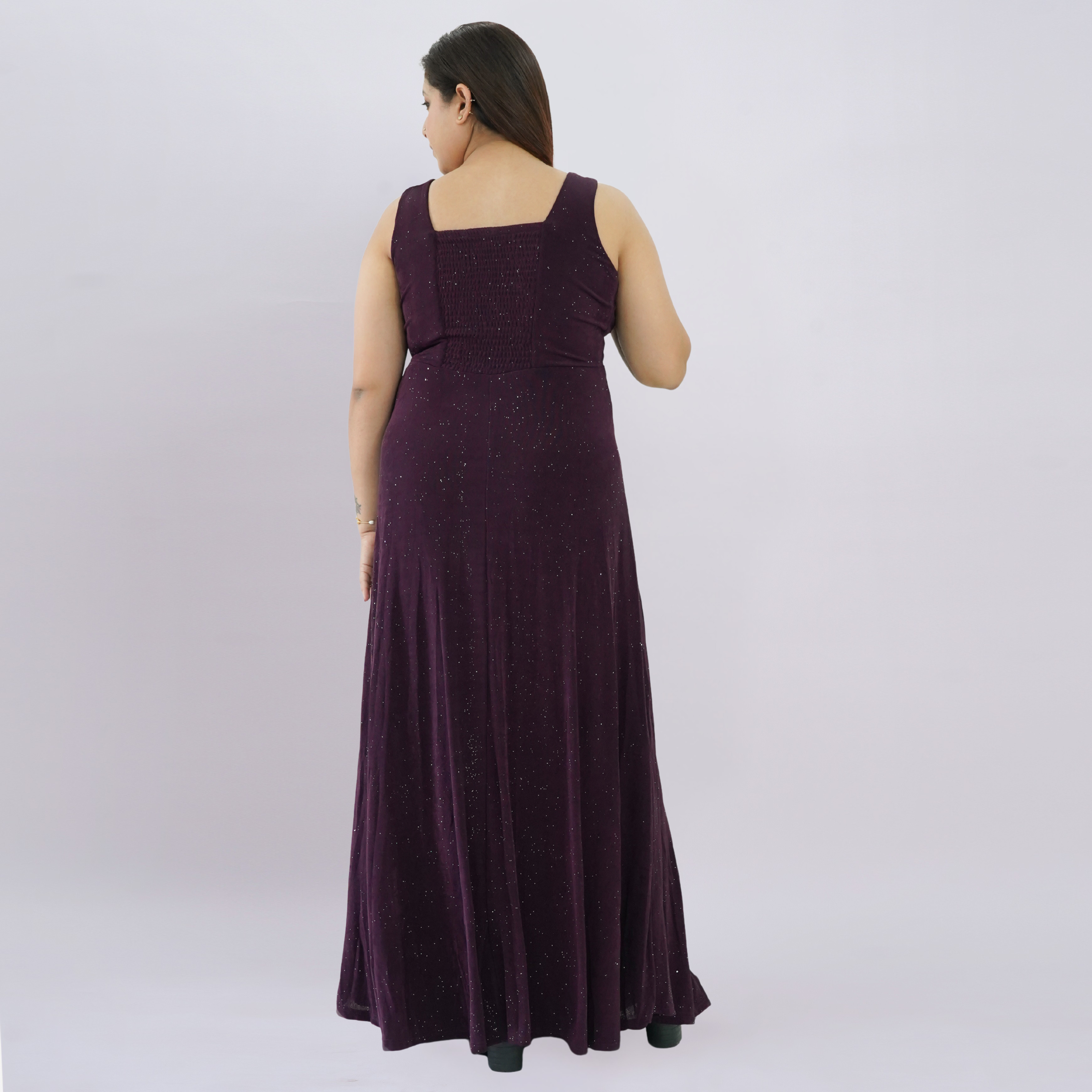 V-neck Velvet-effect Sparkle Maxi Dress