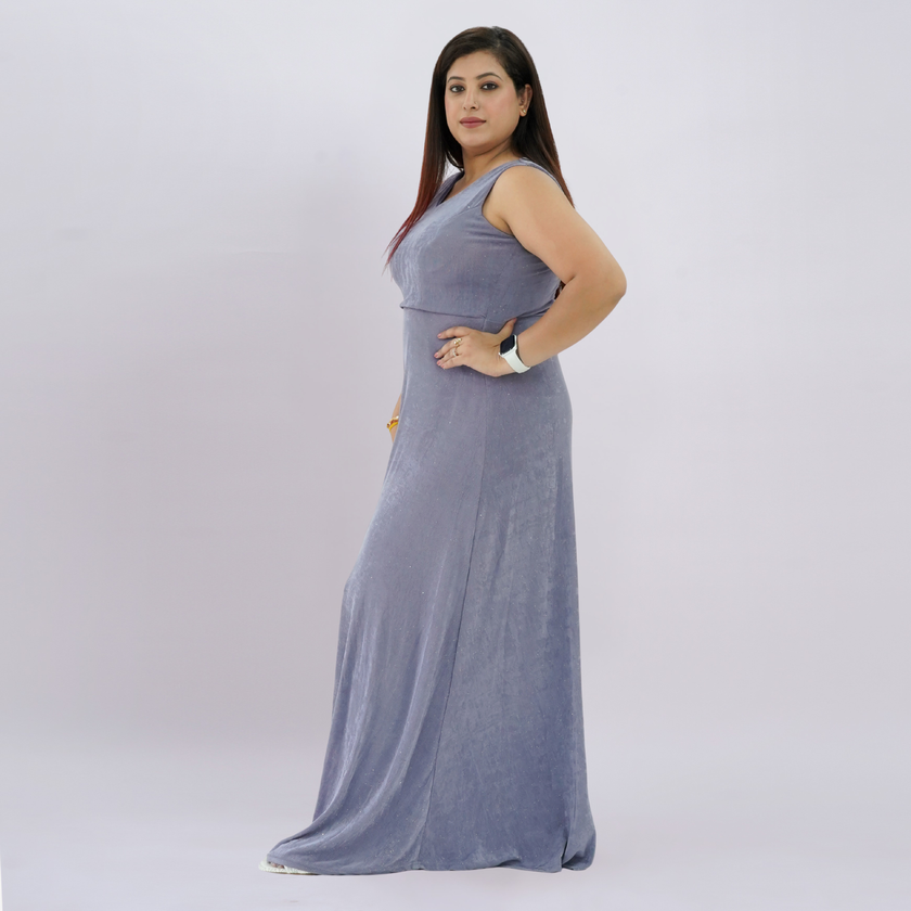 V-neck Velvet-effect Sparkle Maxi Dress