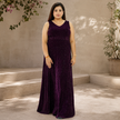 V-neck Velvet-effect Sparkle Maxi Dress