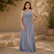 V-neck Velvet-effect Sparkle Maxi Dress